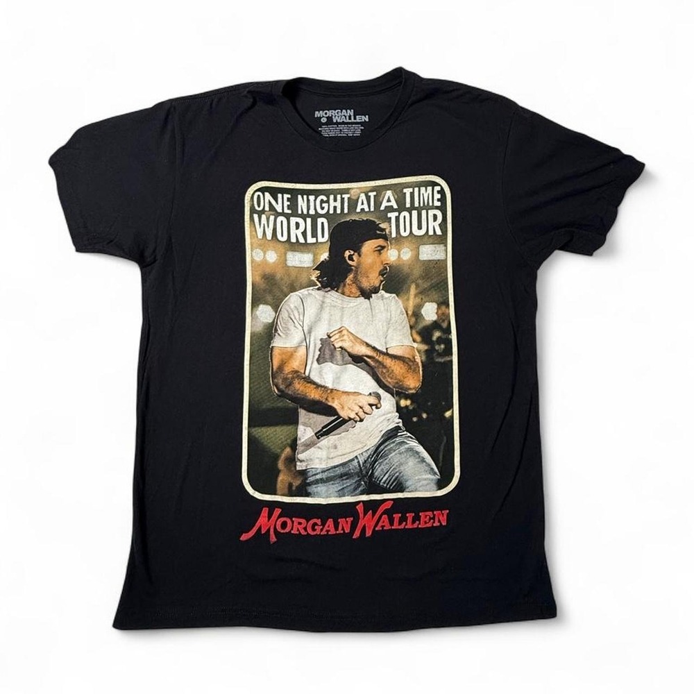 Morgan Wallen One Night At A Time World Tour Graphic Tee Black‎ Size Large